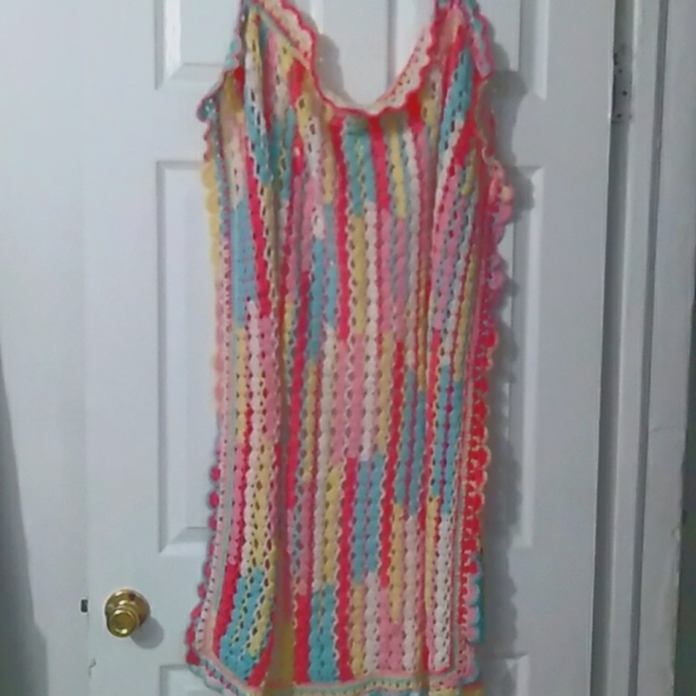 HANDMADE CROCHET KNIT BABY BLANKET  38inx38in.